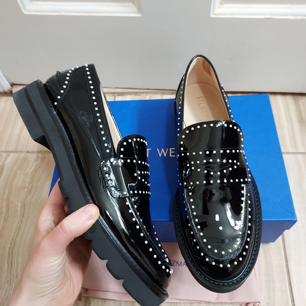 Stuart Weitzman Pearl Parker Patent Leather Chunky Loafer - Picture 1 of 11